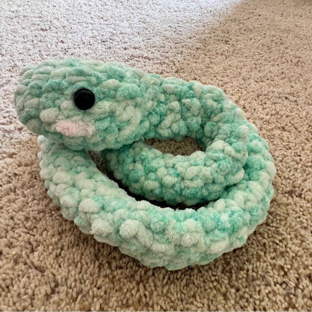Plush Snake Toy for Small Pets - Mint Green
